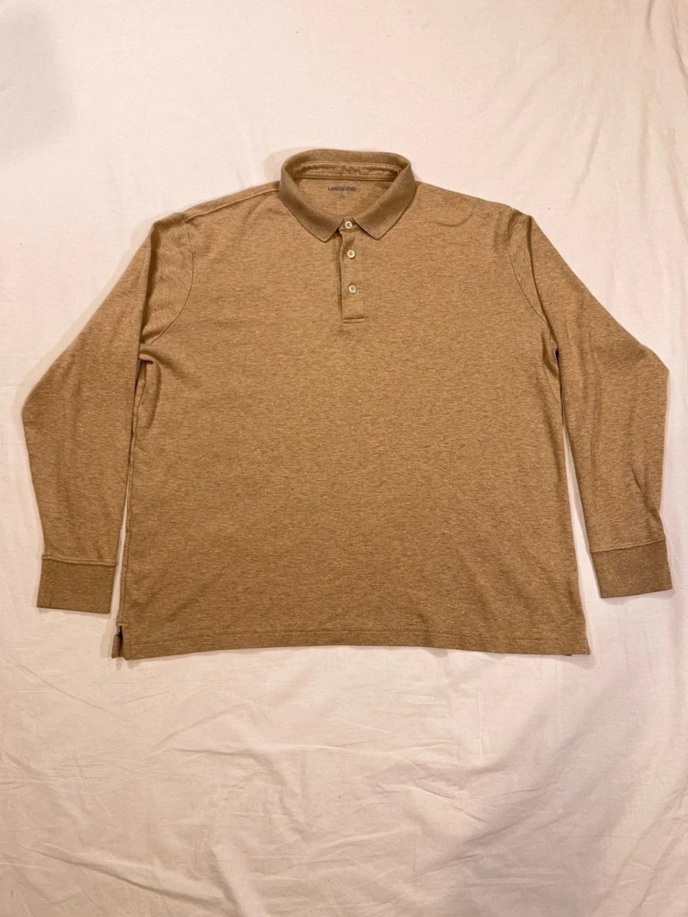 Lands' End Men's Long-Sleeve Polo in Light Brown